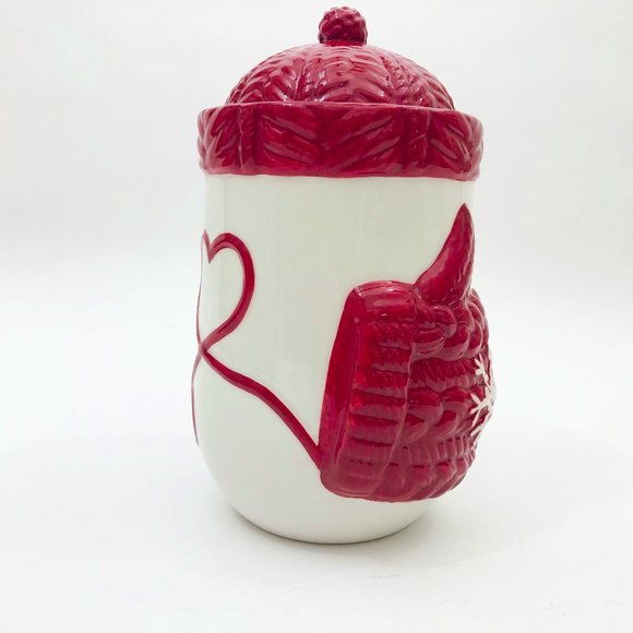 Ceramic Snowman Mitts Treat Jar 9 x 5 inches - Picture 2 of 7